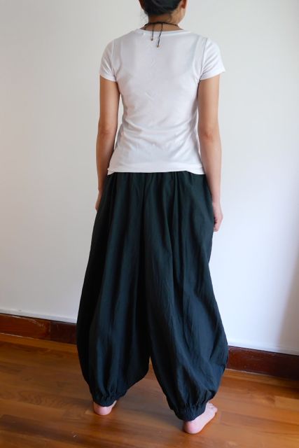 Hand-dyed Lantern Pants in Black