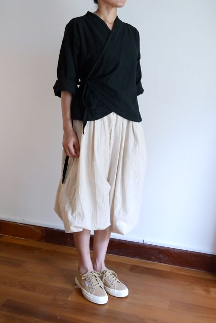 Hand-dyed Lantern Pants in Off White