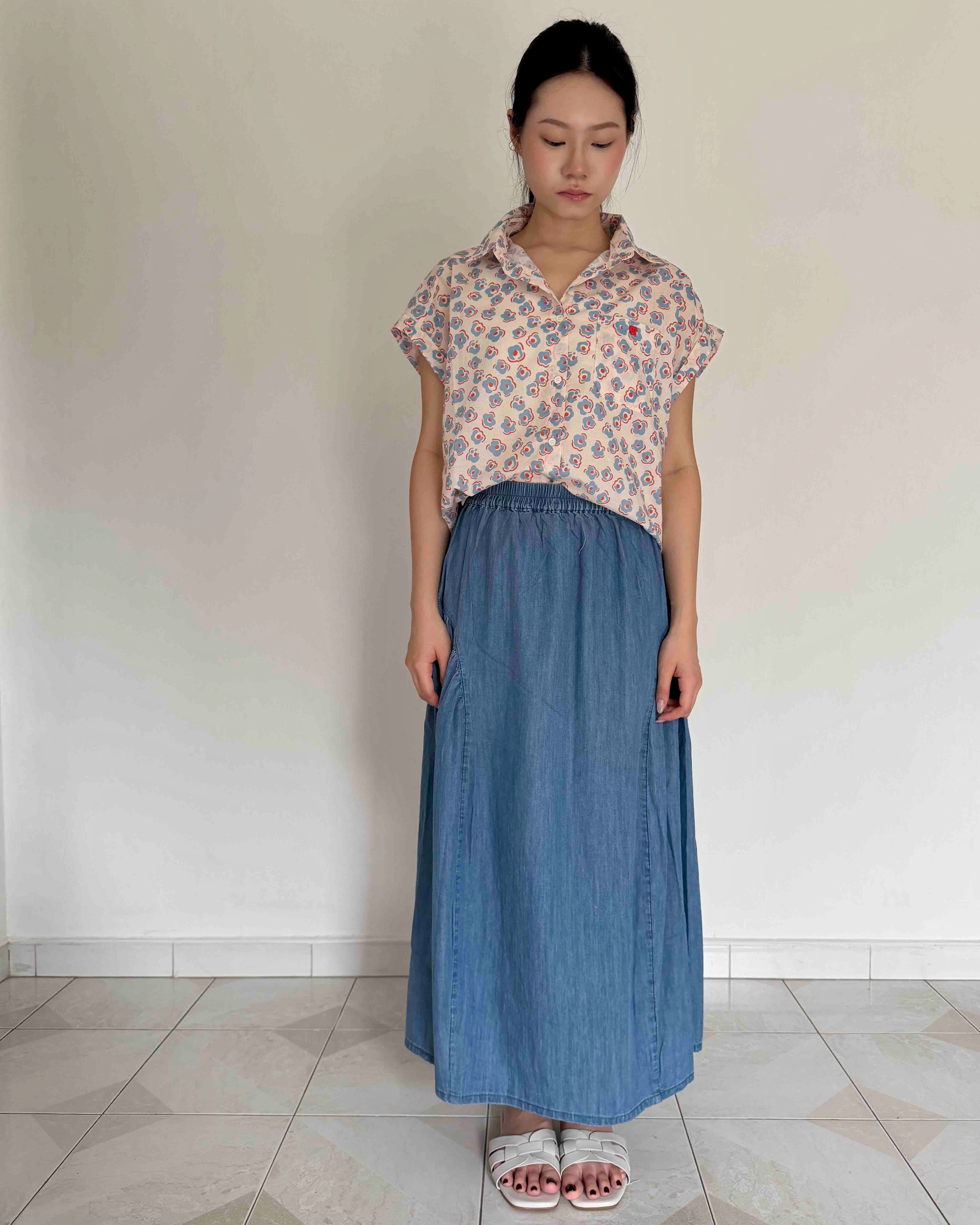 Blue Little Floral Cotton Shirt