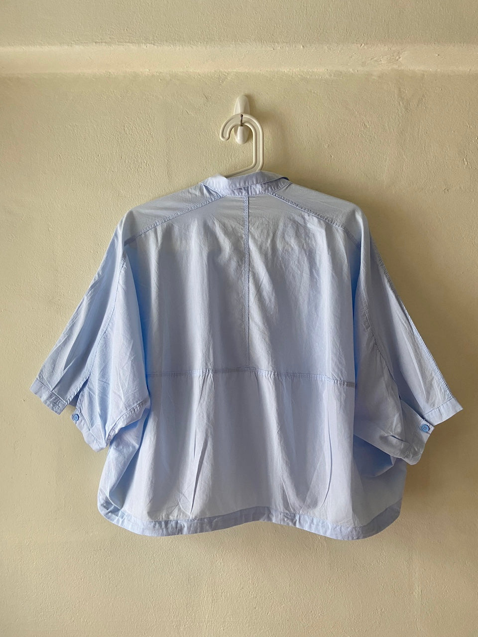 Cotton Oversized Shirt Top in Blue