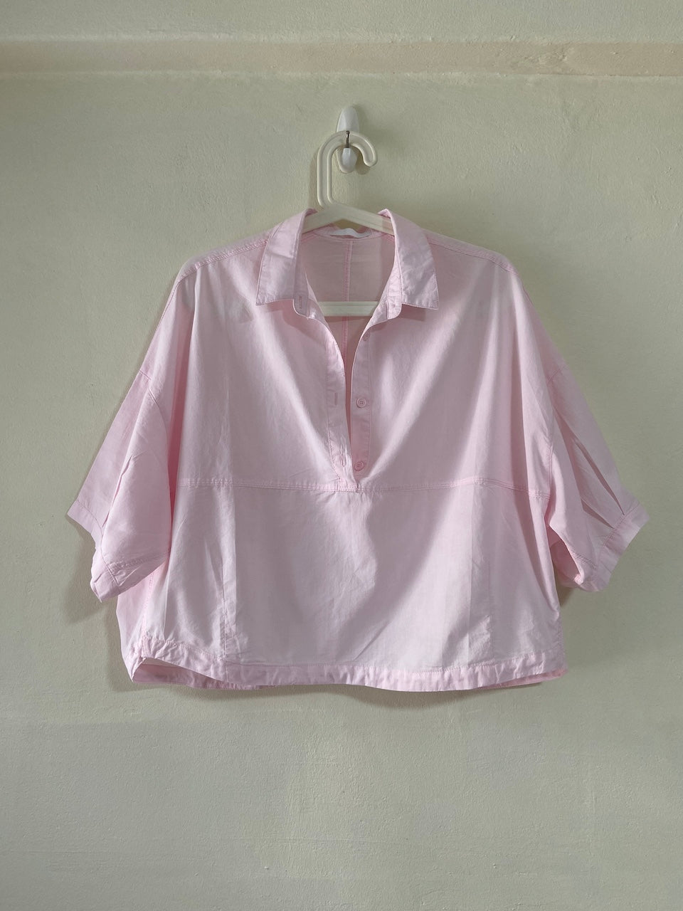 Cotton Oversized Shirt Top in Pink