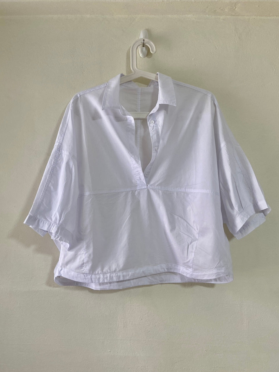 Cotton Oversized Shirt Top in White