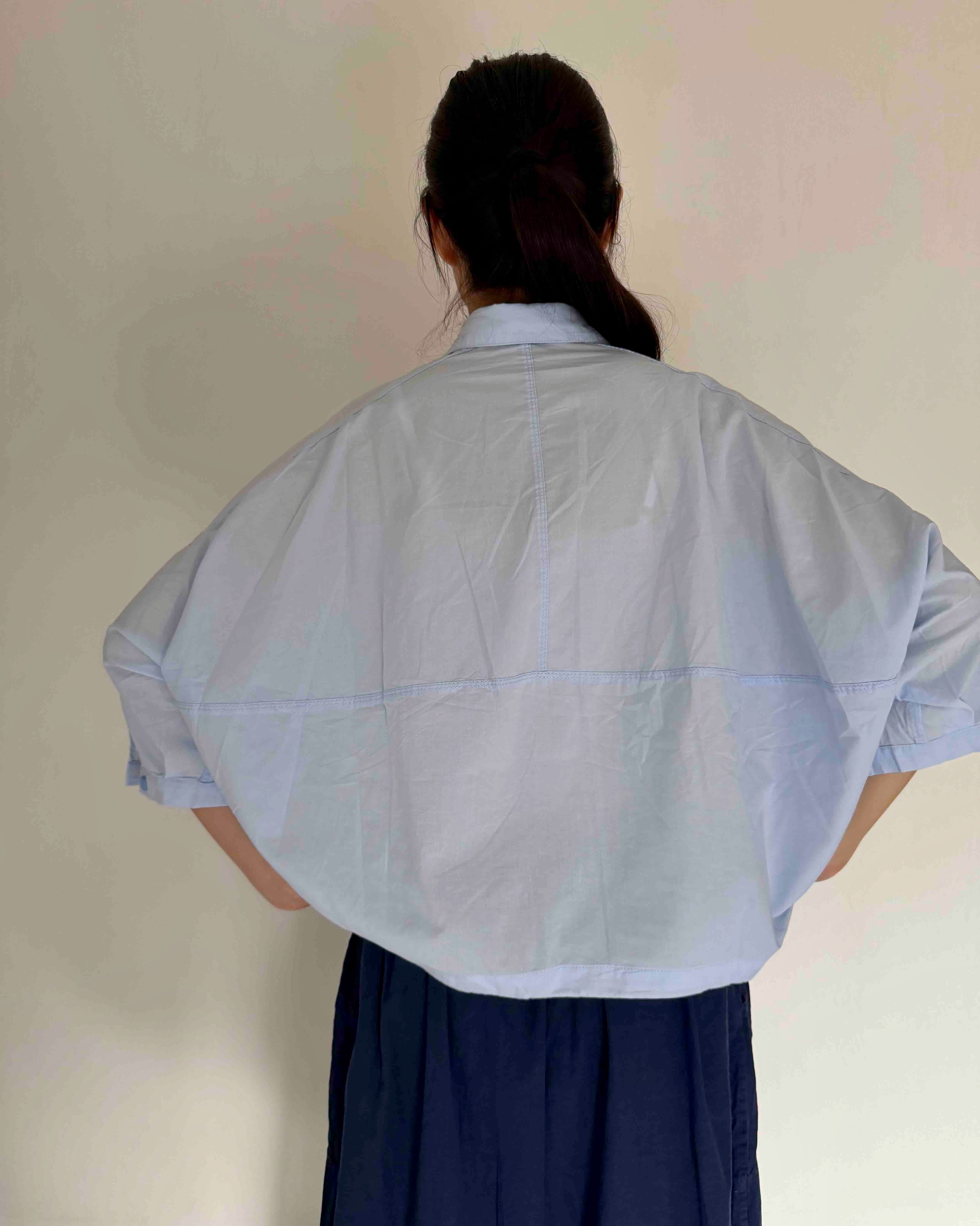 Cotton Oversized Shirt Top in Blue
