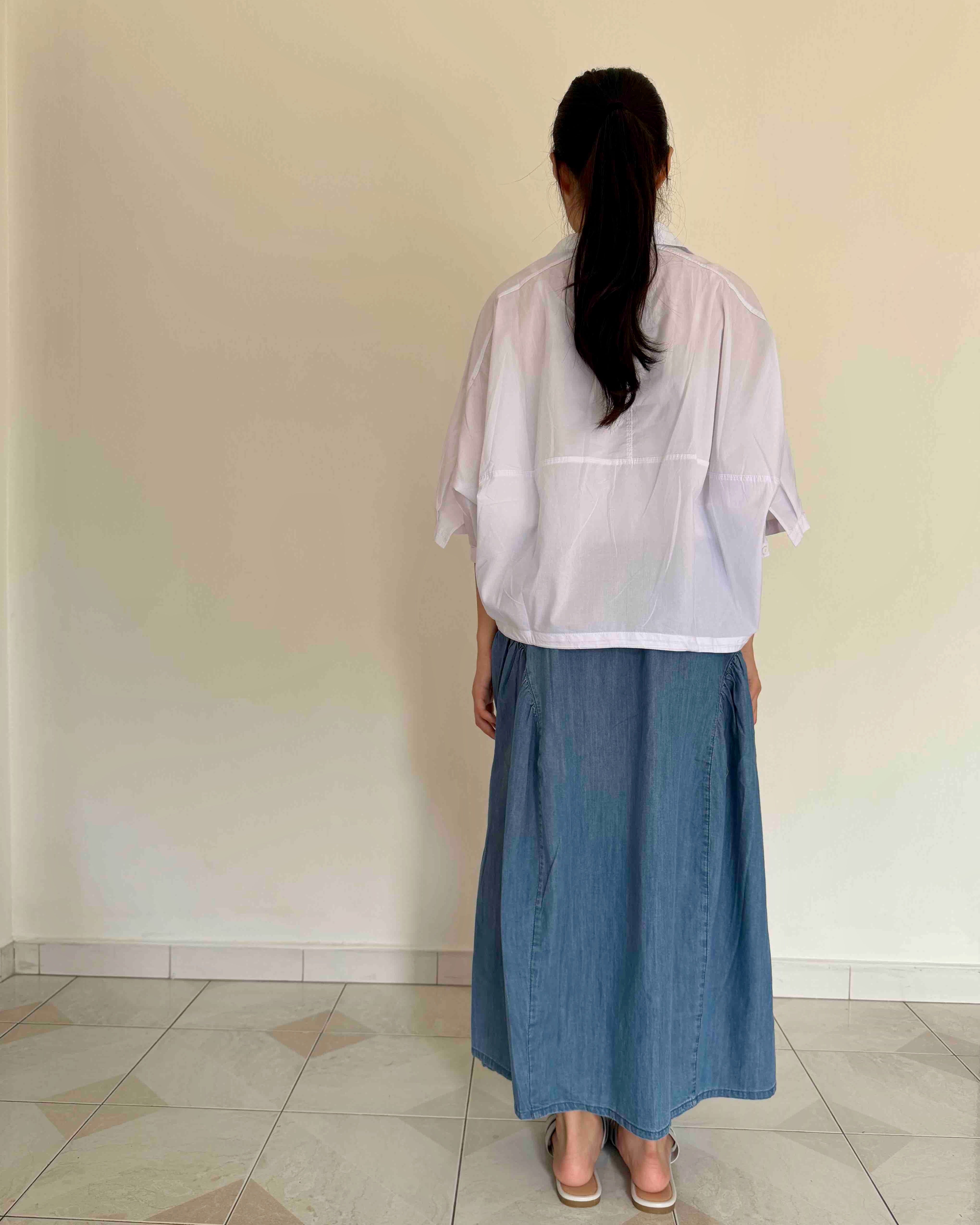 Cotton Oversized Shirt Top in White