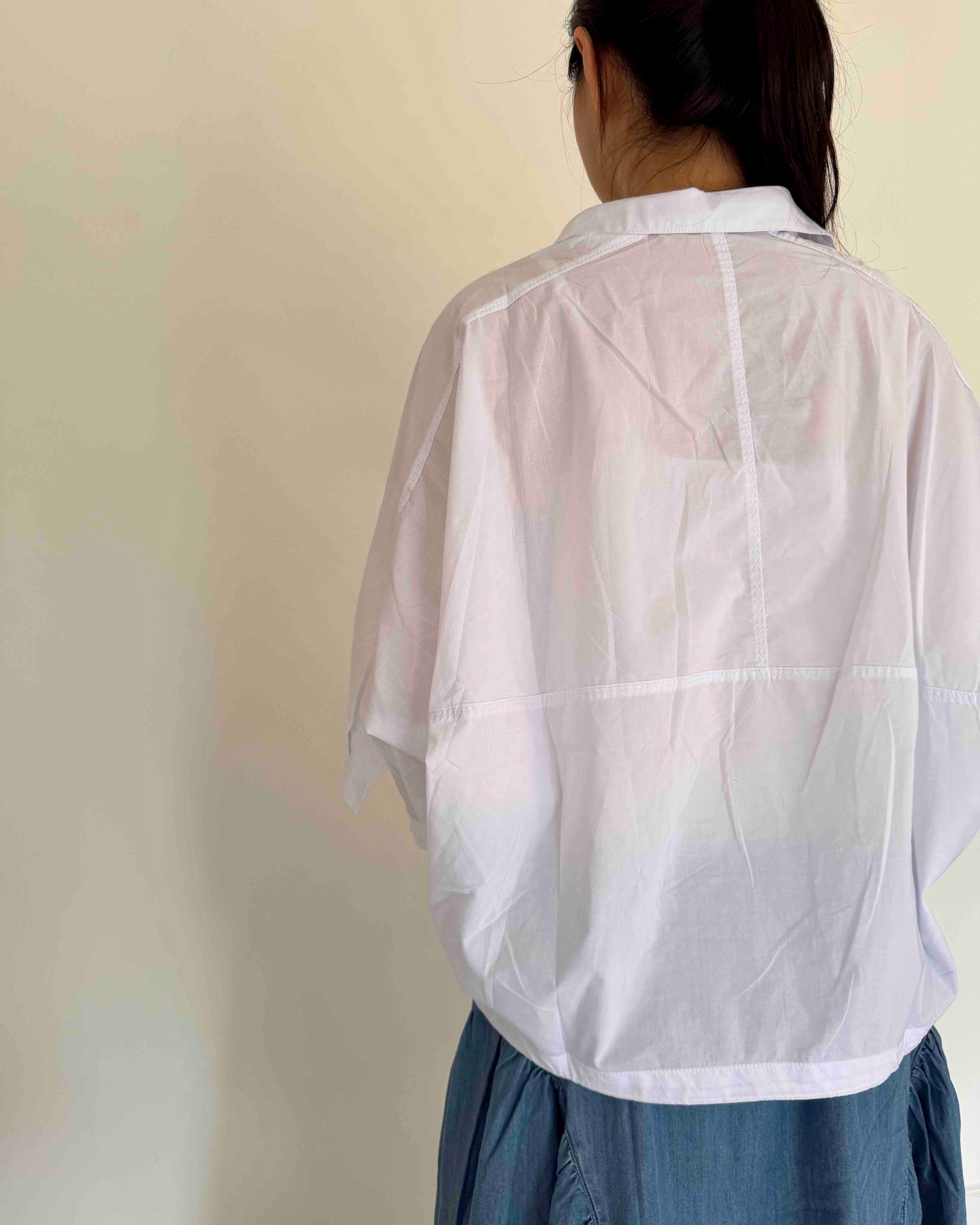 Cotton Oversized Shirt Top in White