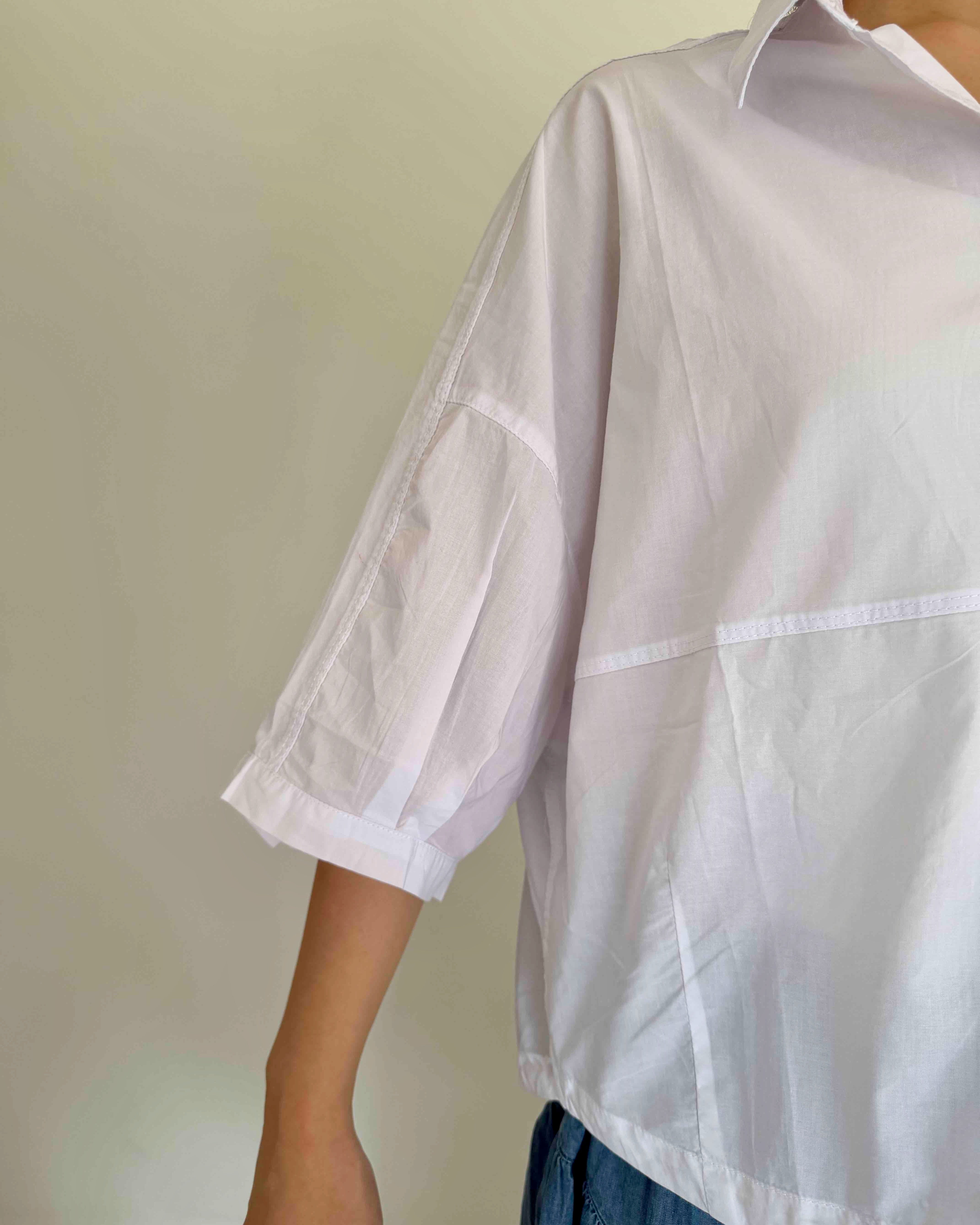 Cotton Oversized Shirt Top in White