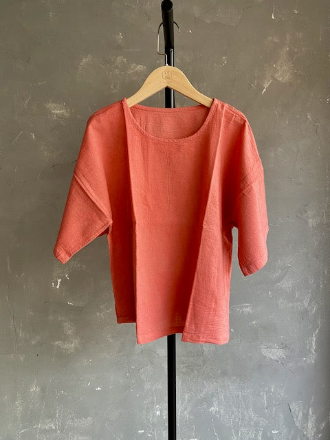 Hand Dyed Short Top in Salmon Pink