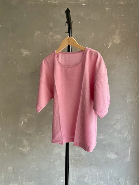 Hand Dyed Short Top in Light Pink