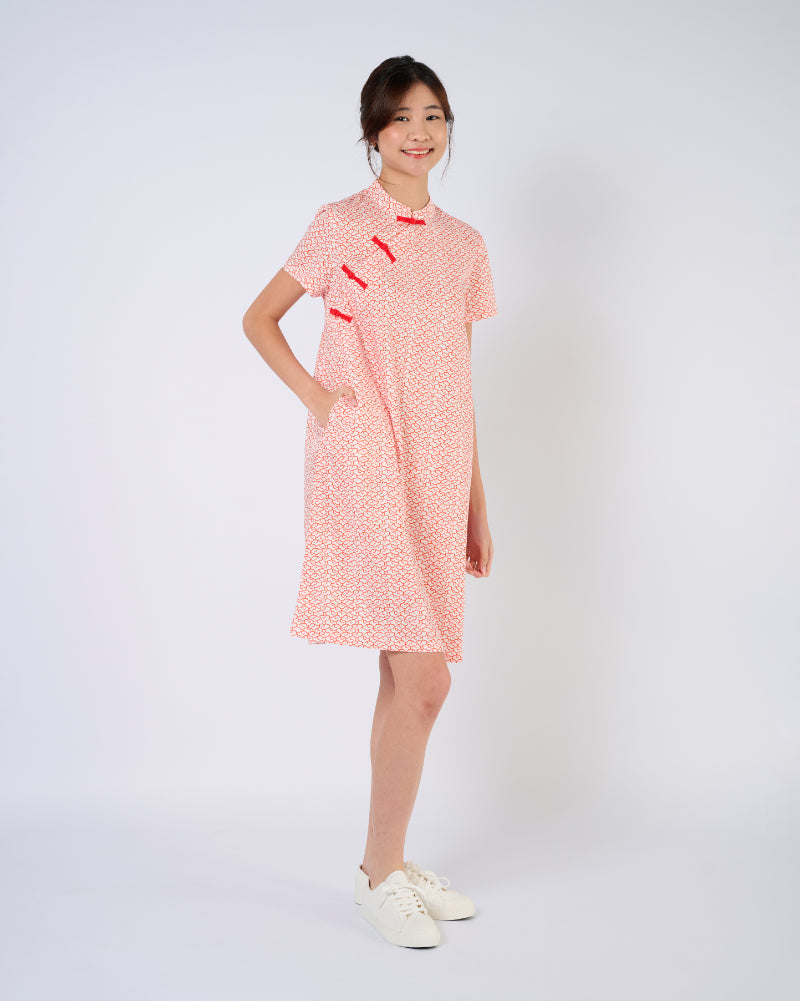 Cheongsam Midi Dress in Auspicious Cloud