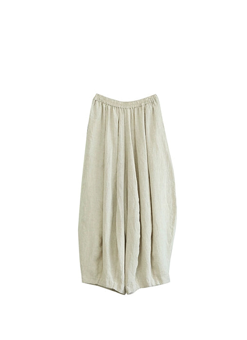 Washed Linen Harem Pants in Beige