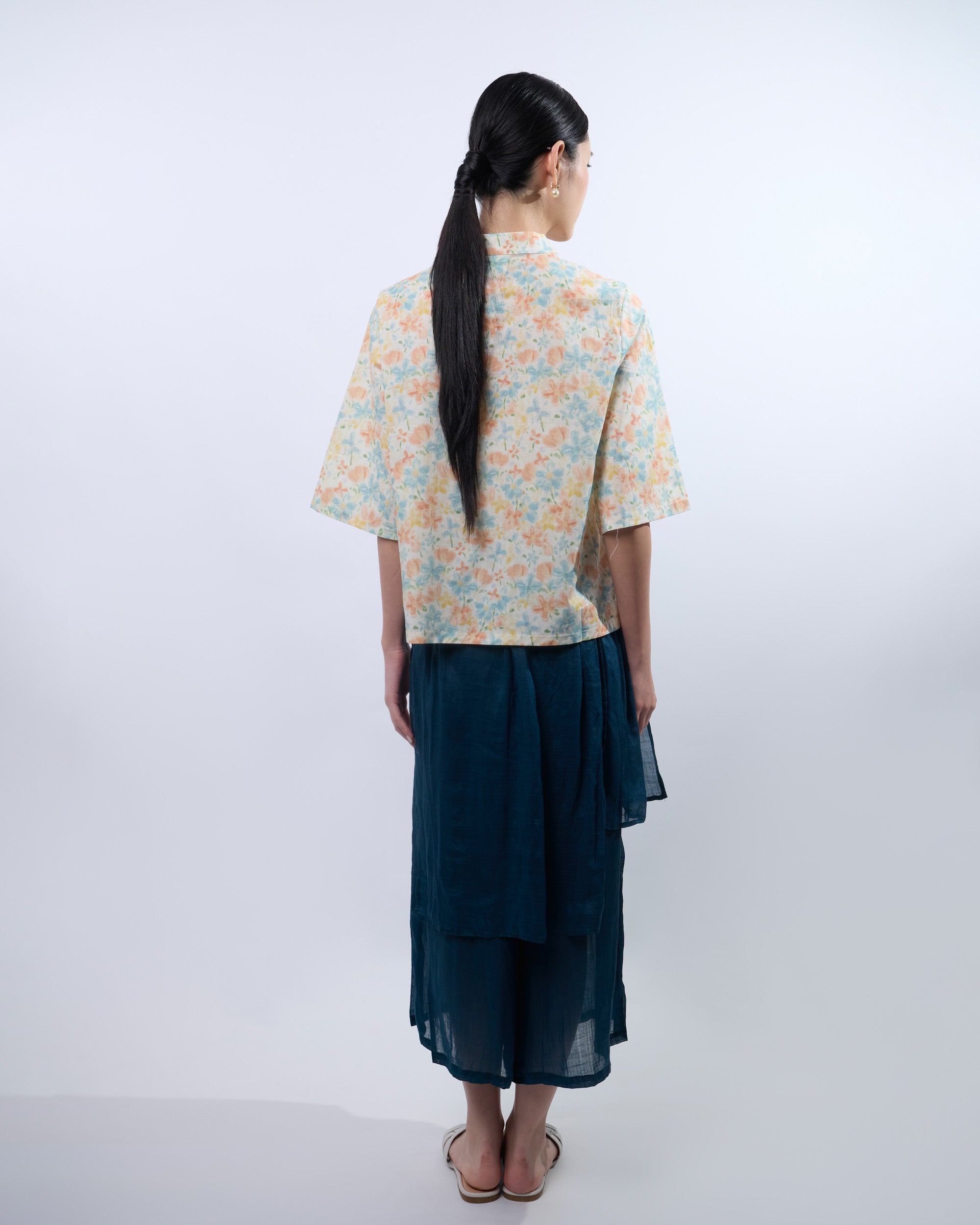 Green and Orange Floral Samfoo Cheongsam Qipao Top