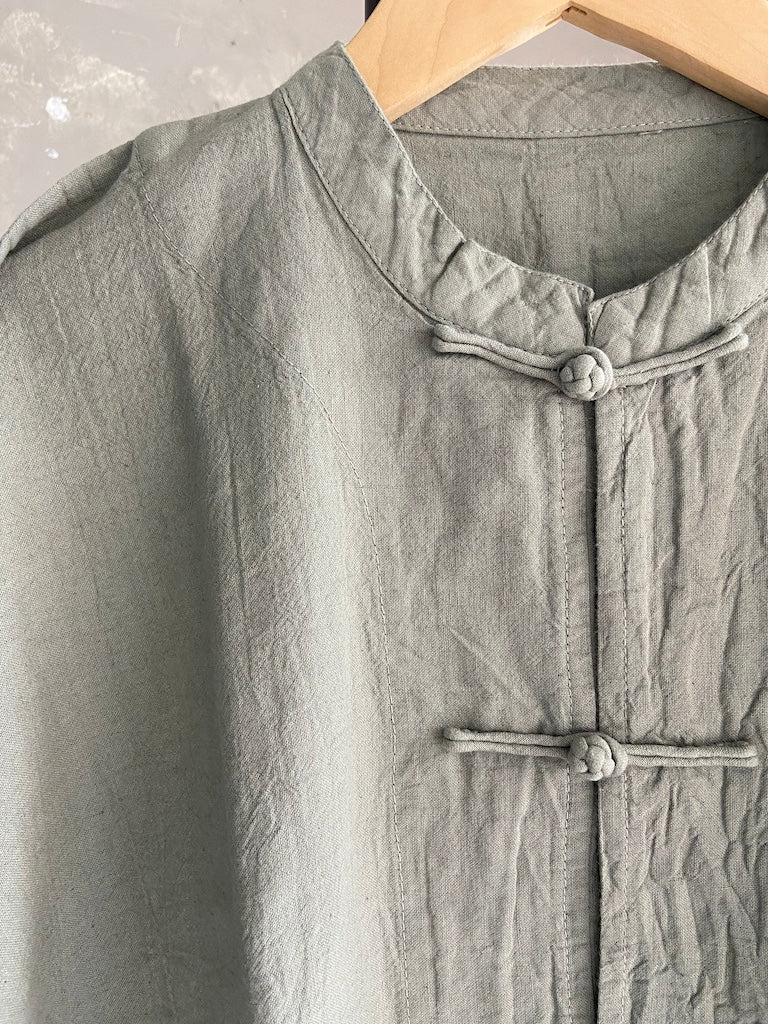 Hand-dyed Chinese Button Jacket in Light Grey