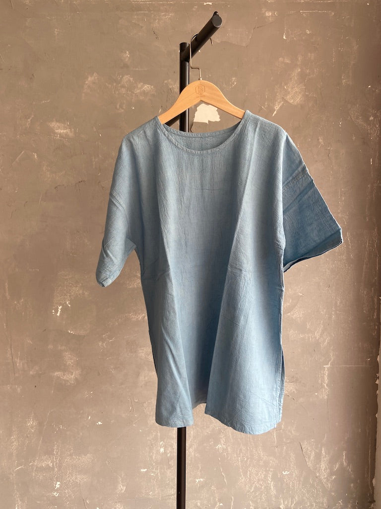 Hand Dyed Long Top in Light Blue