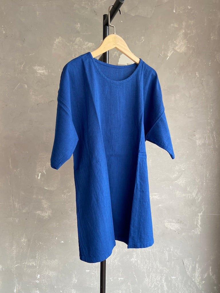 Hand Dyed Long Top in Royal Blue