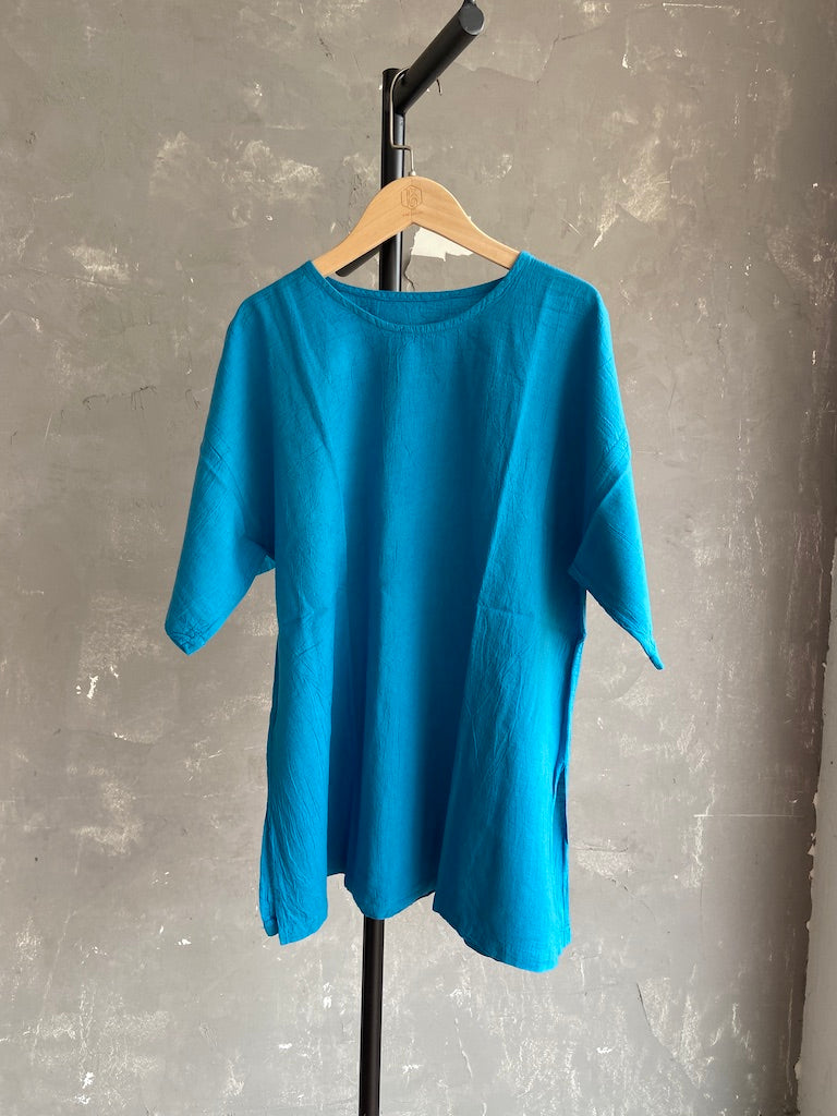 Hand Dyed Long Top in Turquoise
