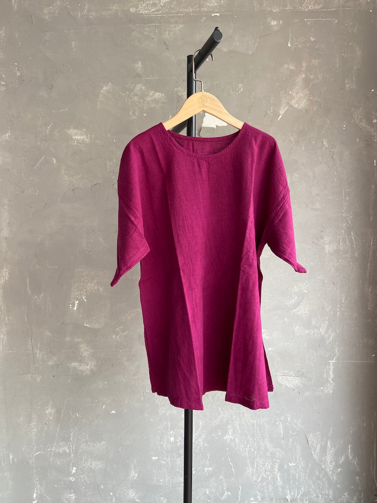 Hand Dyed Long Top in Wine