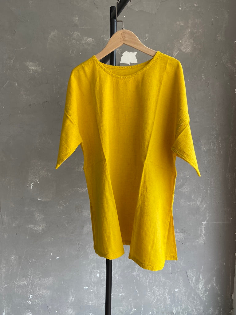 Hand Dyed Long Top in Yellow