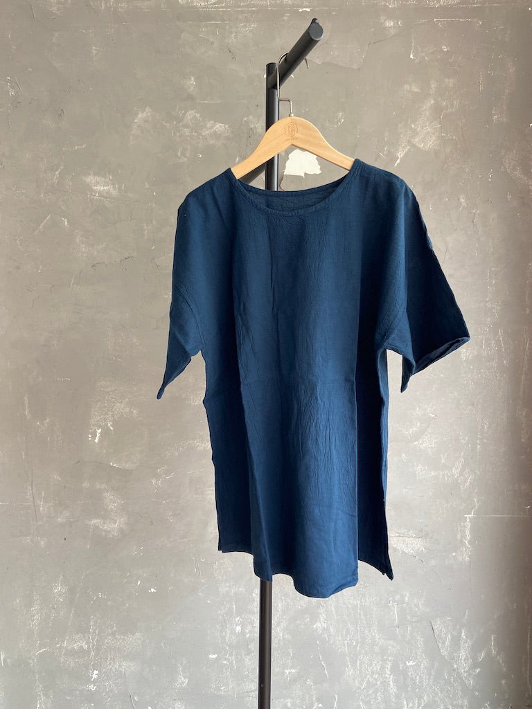Hand Dyed Long Top in Navy Blue