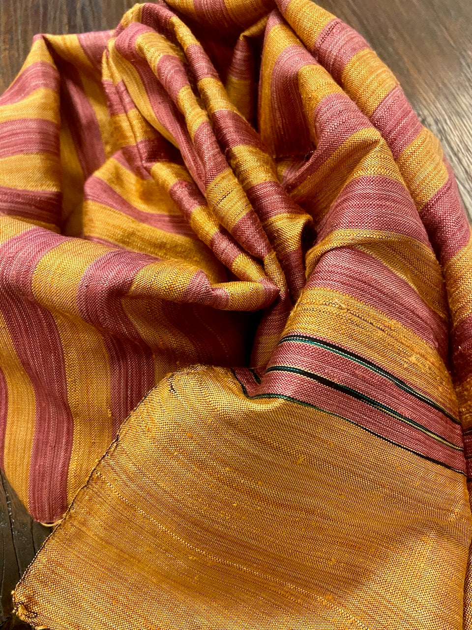 Handwoven Silk Scarf in Orange and Pink Stripes