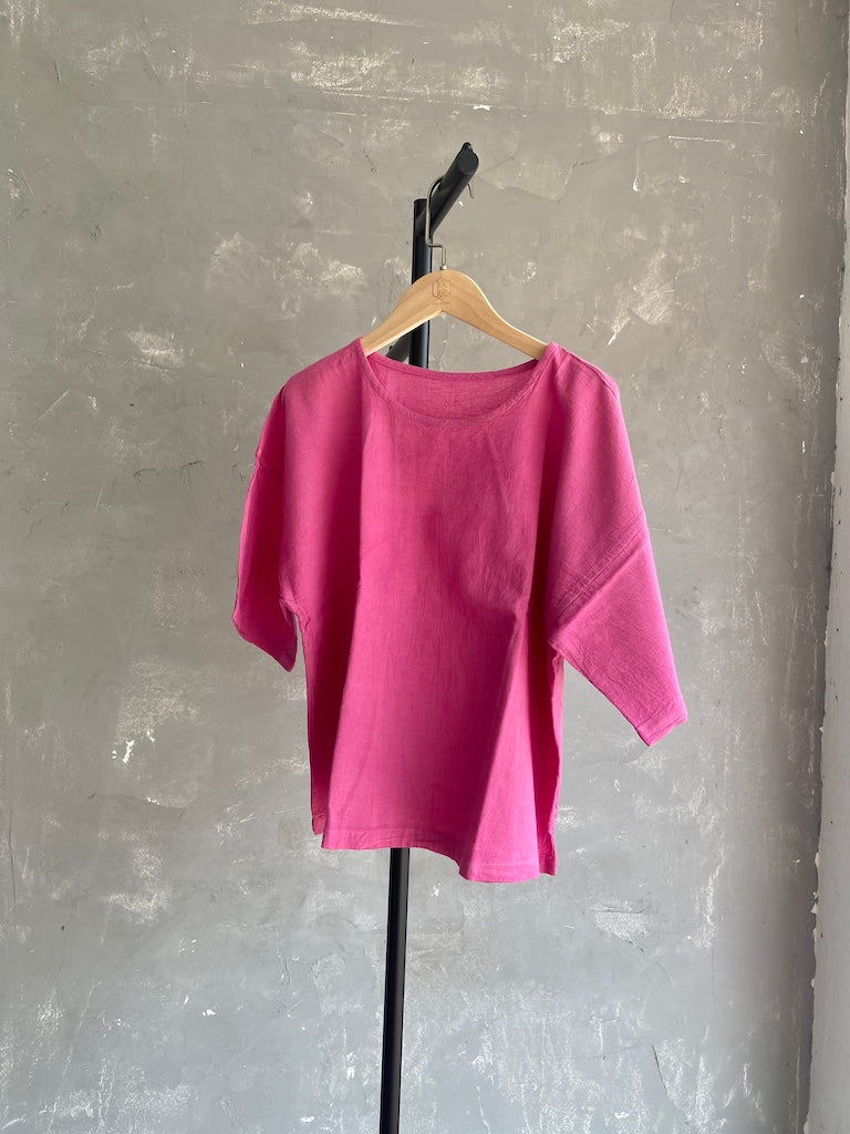 Hand Dyed Short Top in Pink