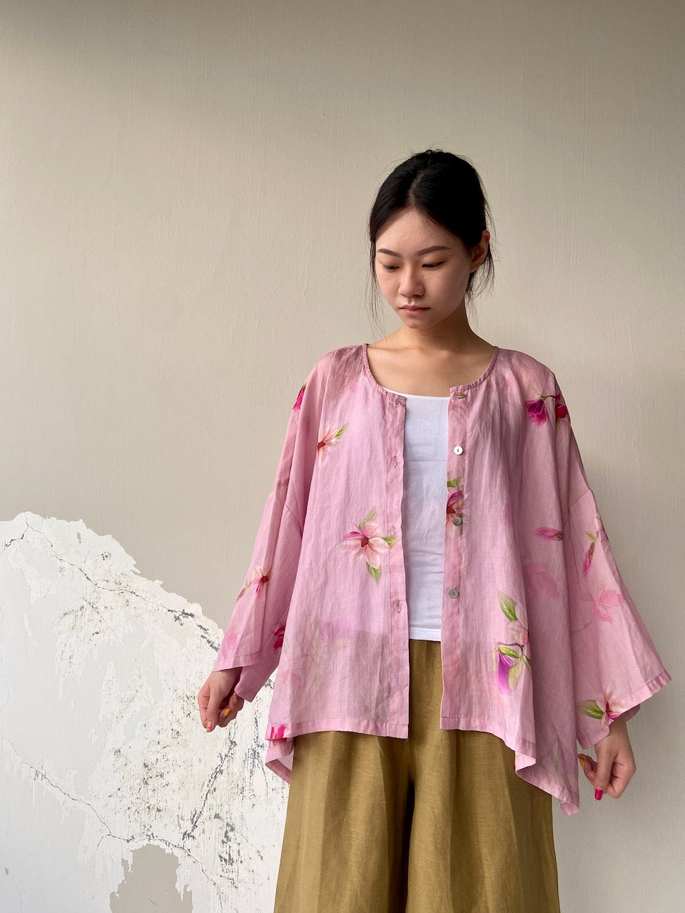 Pink Magnolia Drop Sleeve Shirt