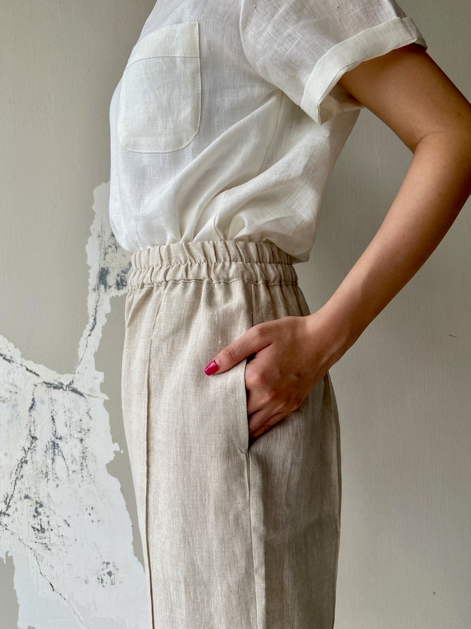 Linen Harem Pants in Natural