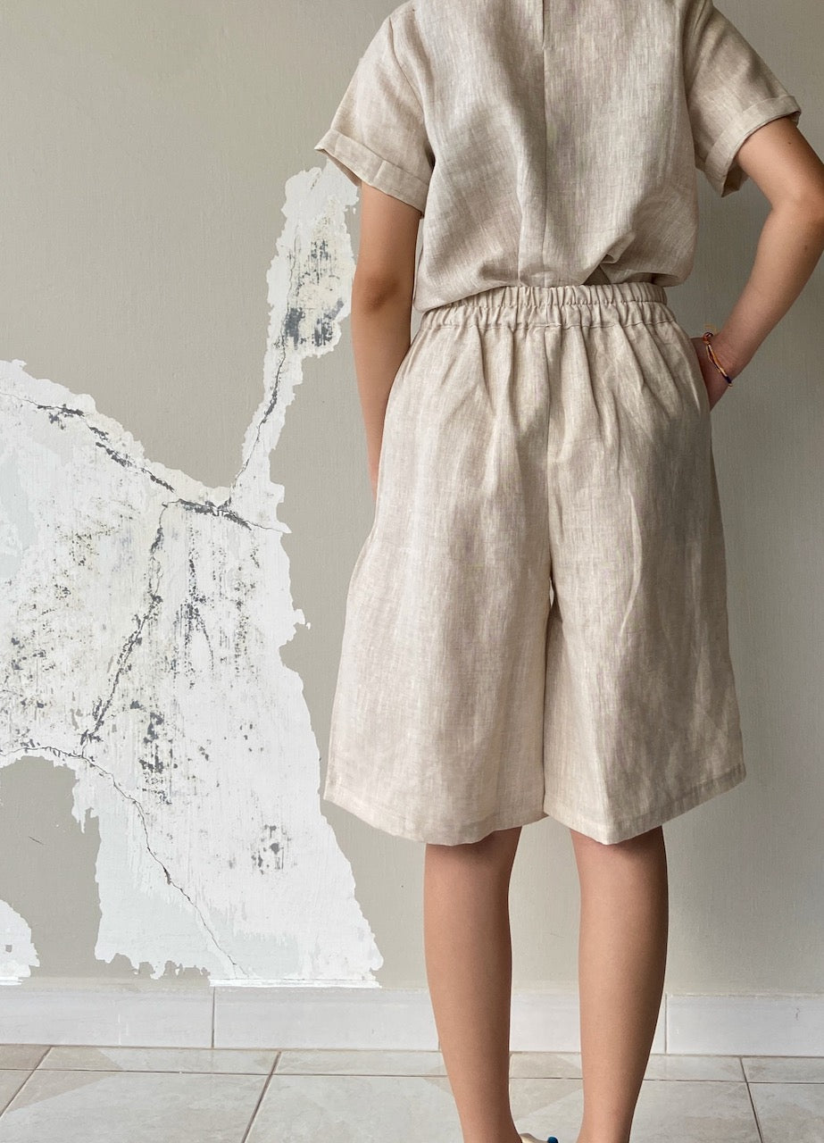 Linen Bermuda Shorts in Natural