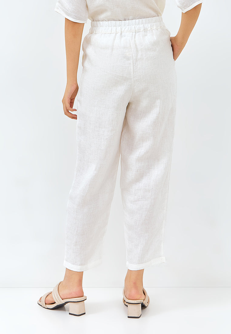 Linen Tapered Pants in White