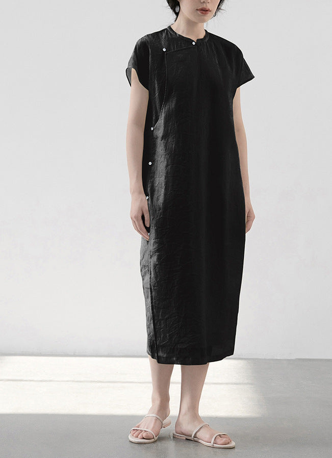 Minimalist Cheongsam Dress in Black