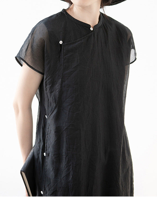 Minimalist Cheongsam Dress in Black