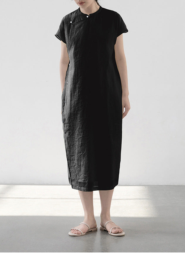 Minimalist Cheongsam Dress in Black