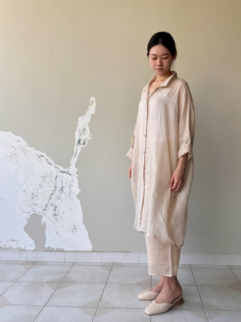 Ramie Maxi Shirt Dress