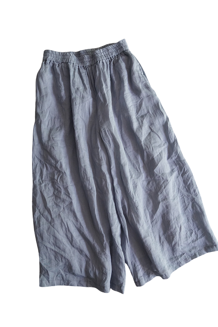 Ramie Skirt Pants (Greyish Blue)