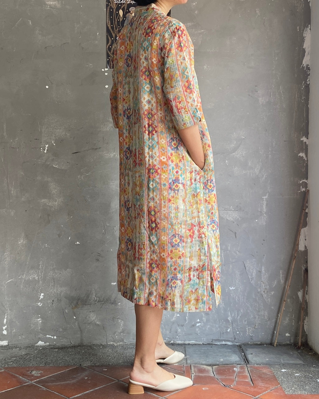 Red Geometric Cheongsam Dress