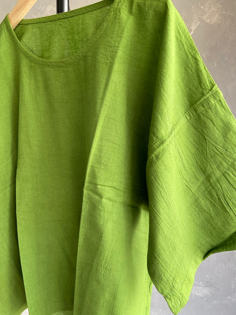 Hand Dyed Short Top in Apple Green