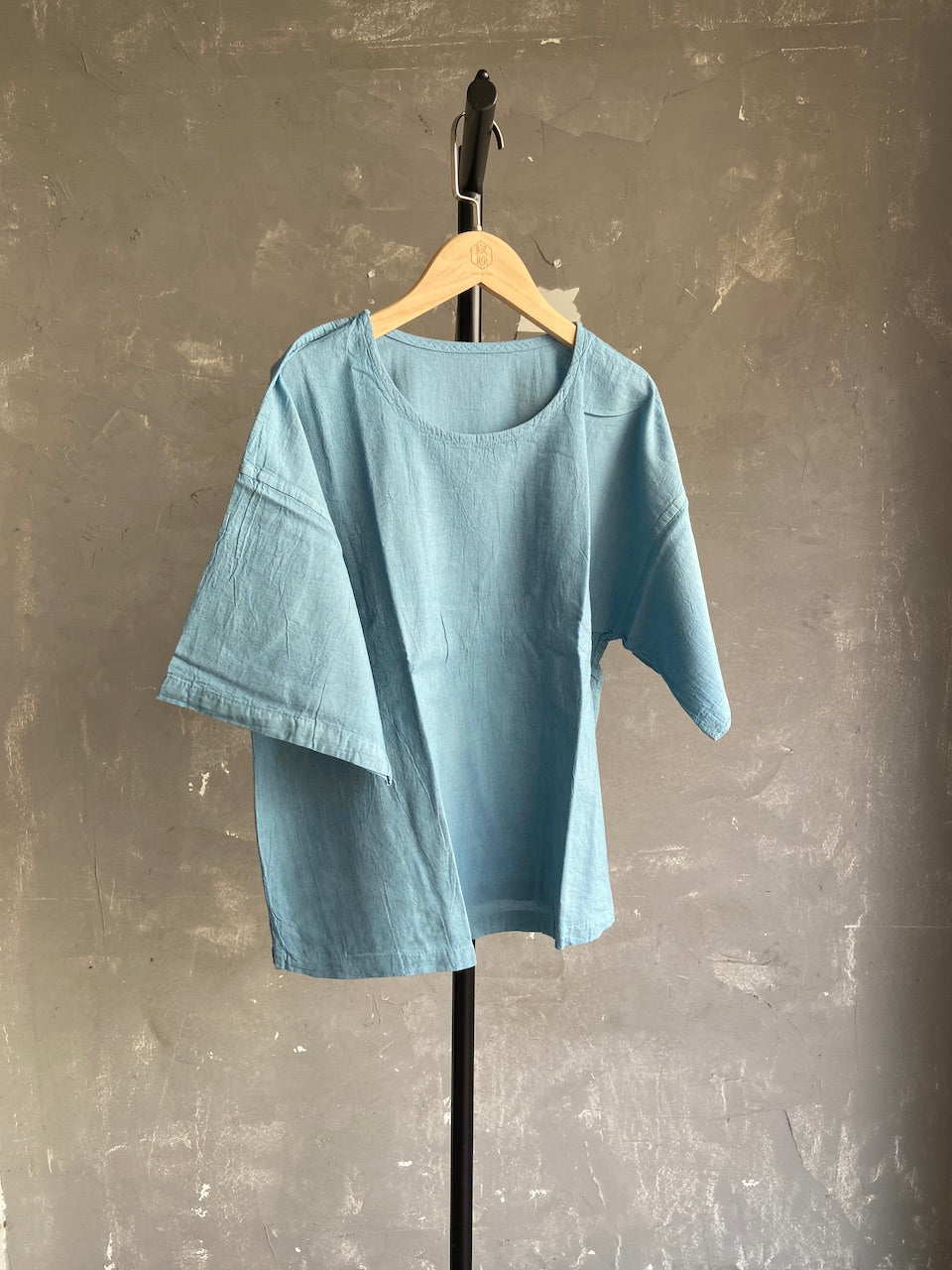Hand Dyed Short Top in Light Blue