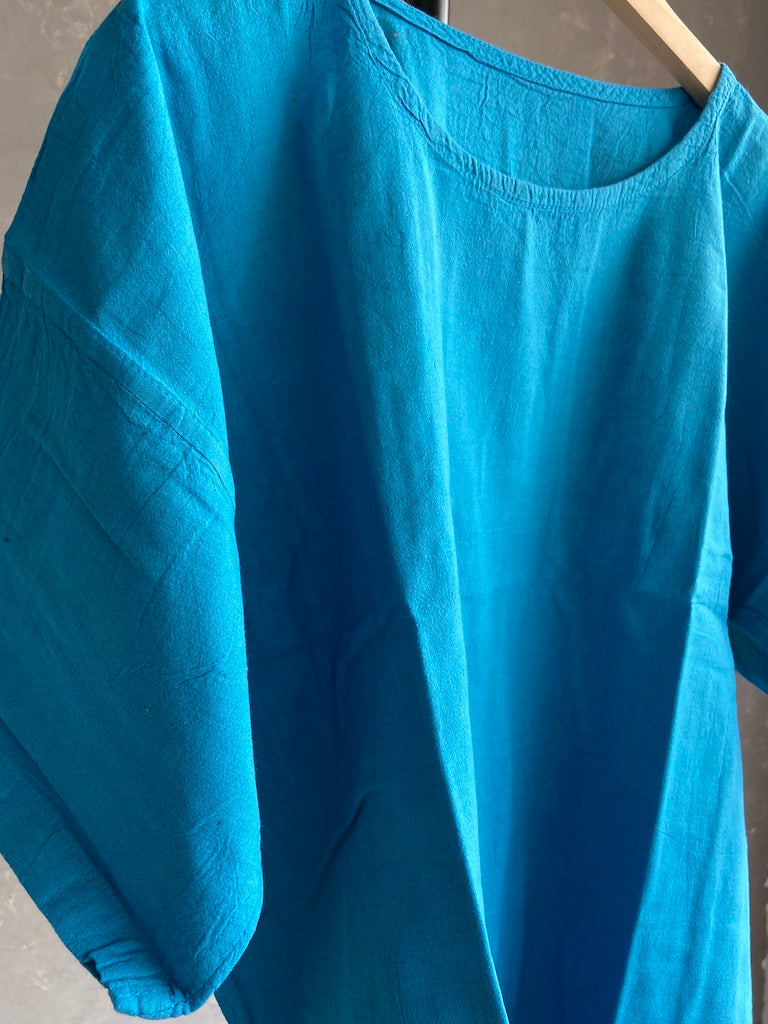 Hand Dyed Short Top in Turquoise