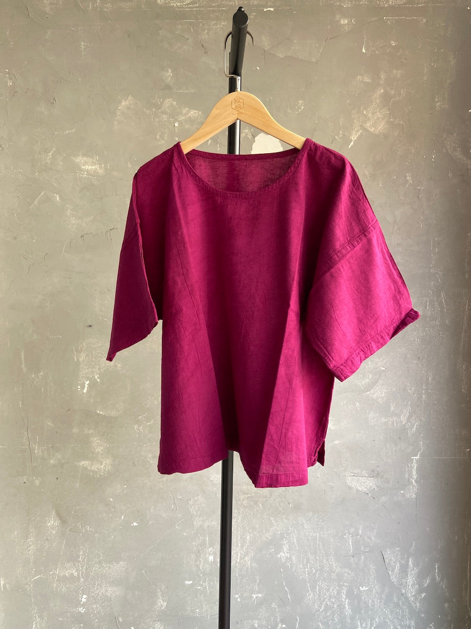 Hand Dyed Short Top in Wine
