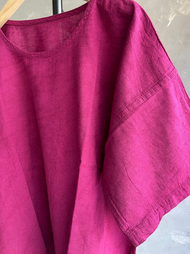 Hand Dyed Short Top in Wine