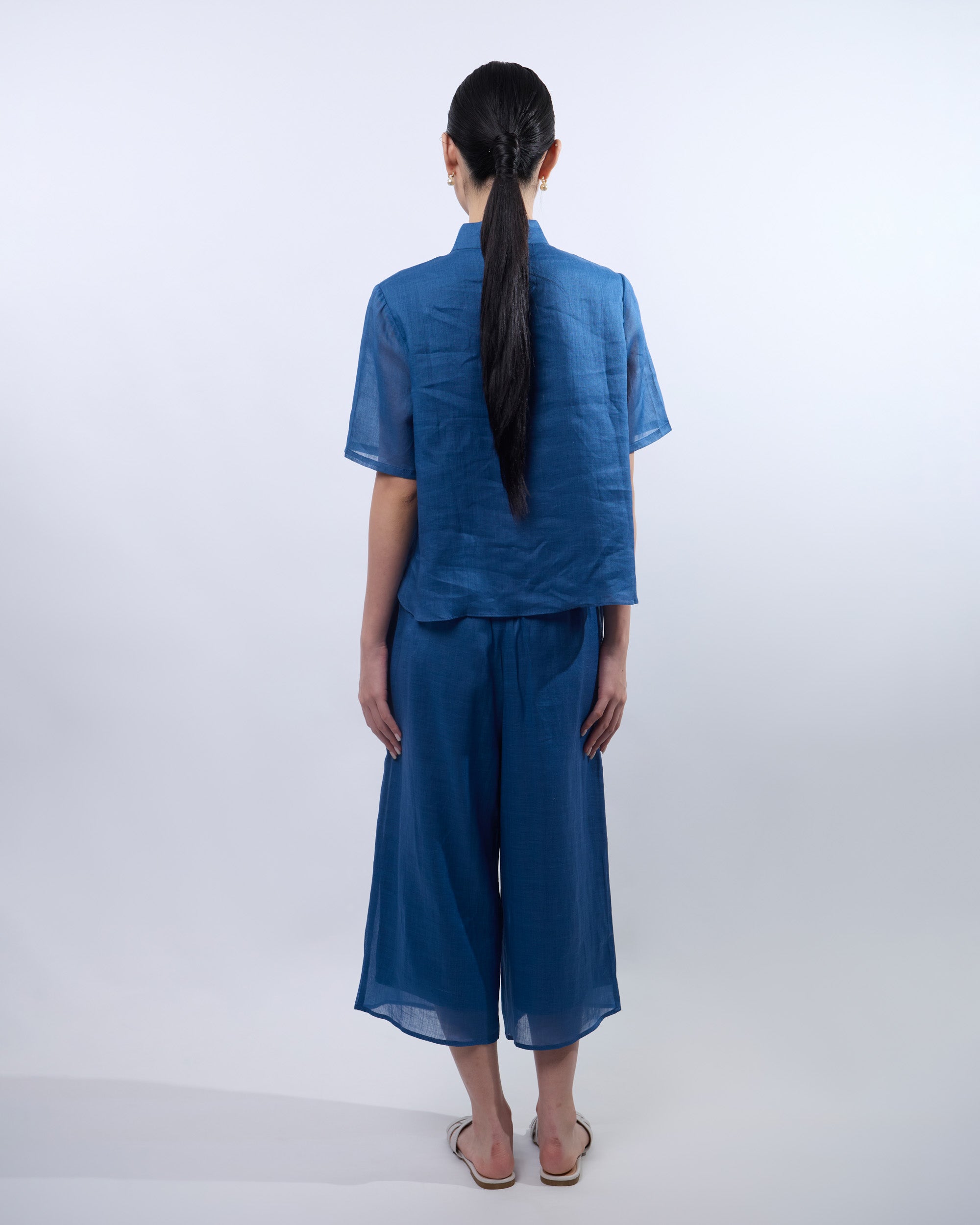 Ramie Ankle Pant in Blue