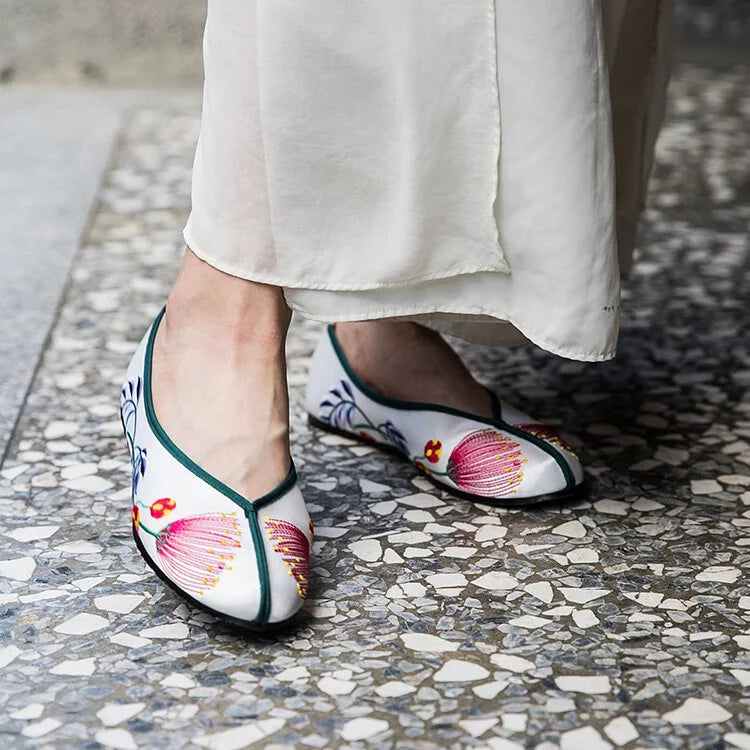 White floral best sale shoes