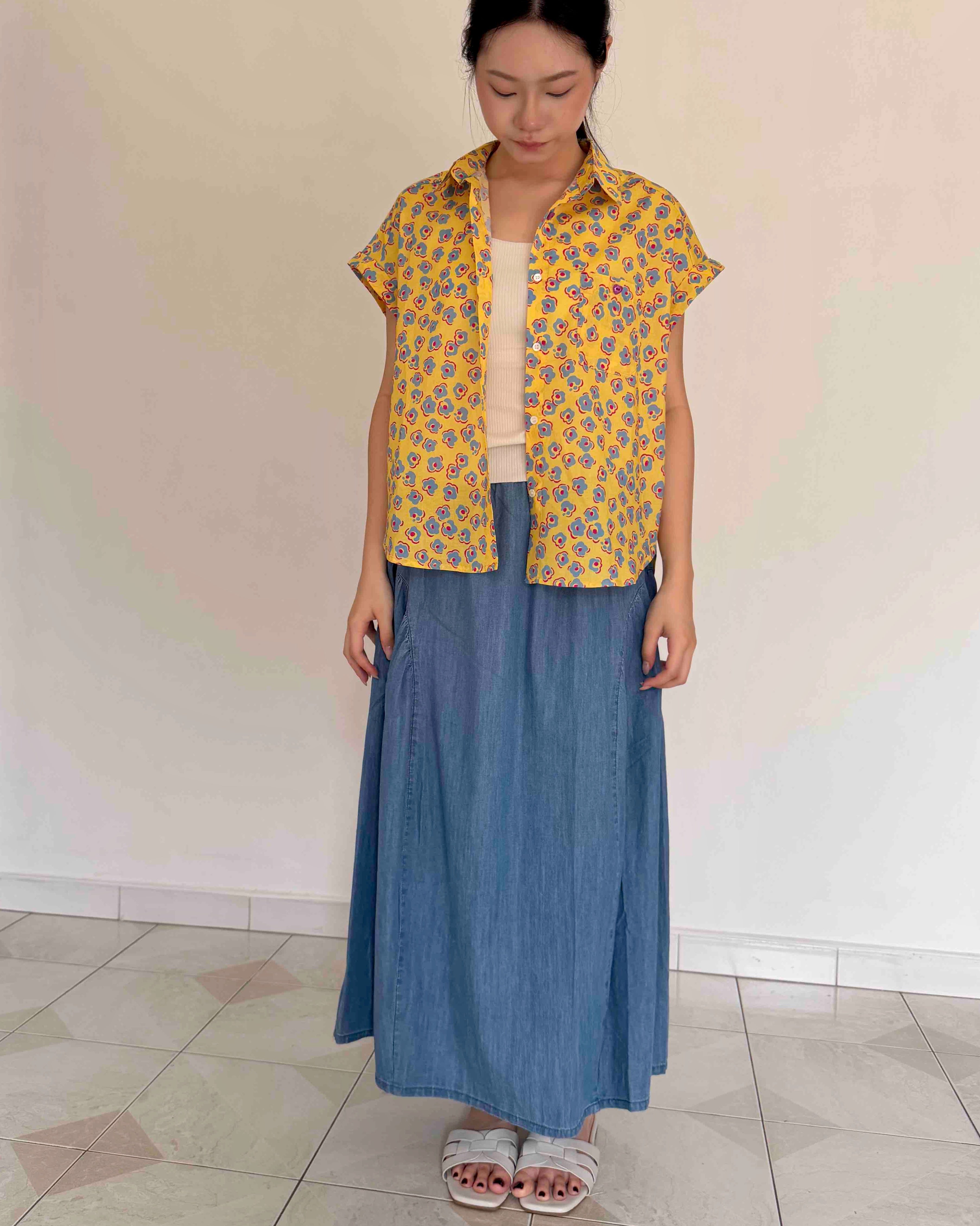 Yellow Little Floral Cotton Shirt