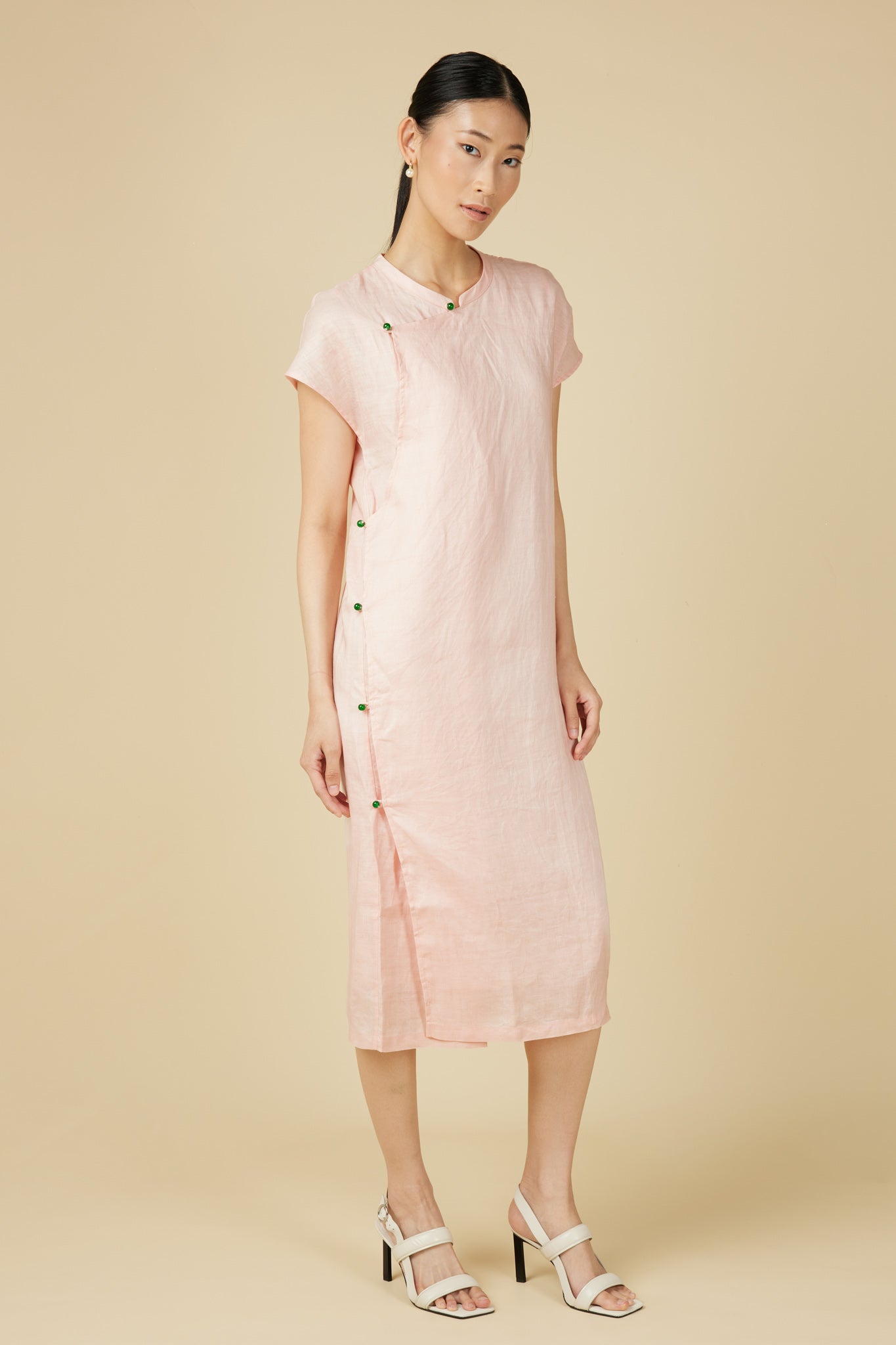 Minimalist Cheongsam Dress in Light Pink