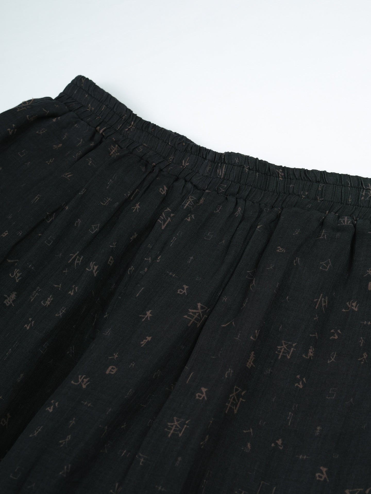 Ramie Skirt Pants (Black printed)