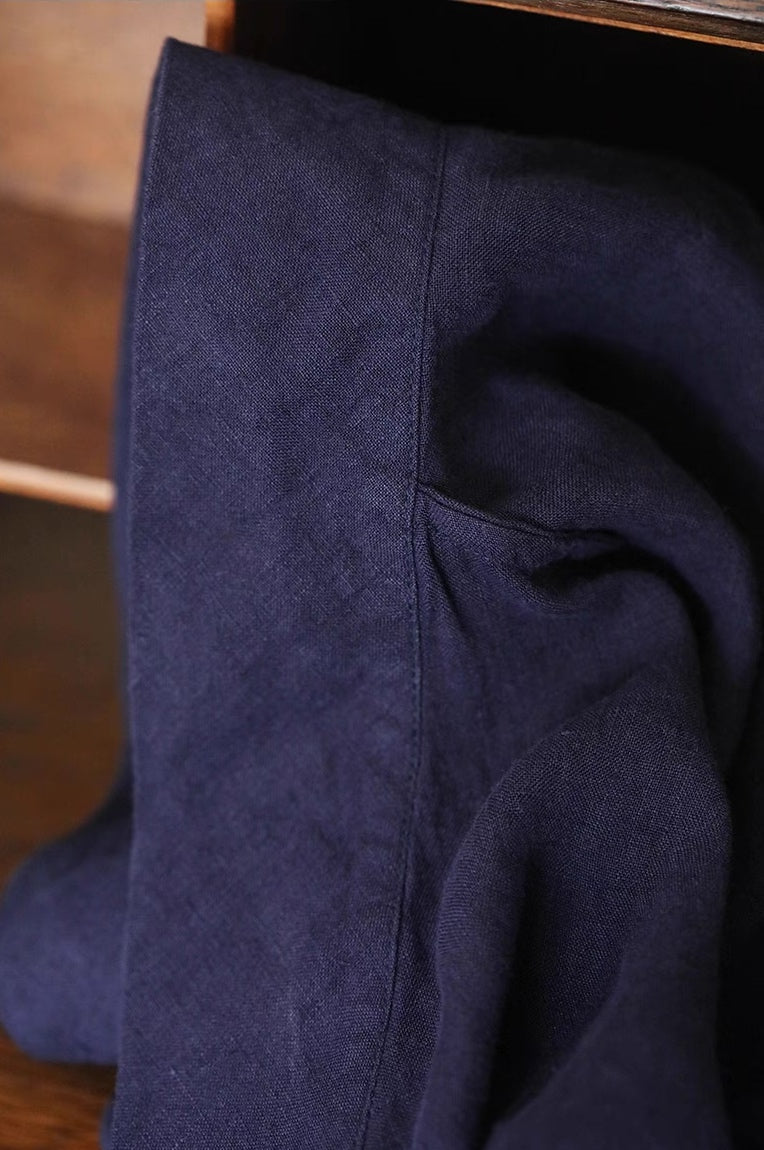 Zen Style Samue Linen Coat in Dark Purple