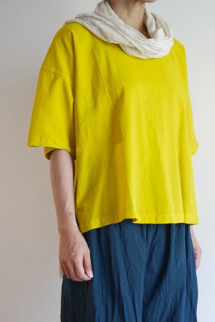 Hand Dyed Short Top in Mustard Yellow