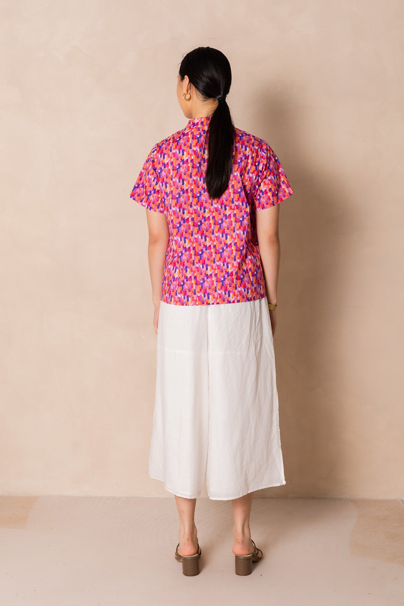 Water Colour Raindrop Print Short Sleeve Cheongsam Top, available on You Living 