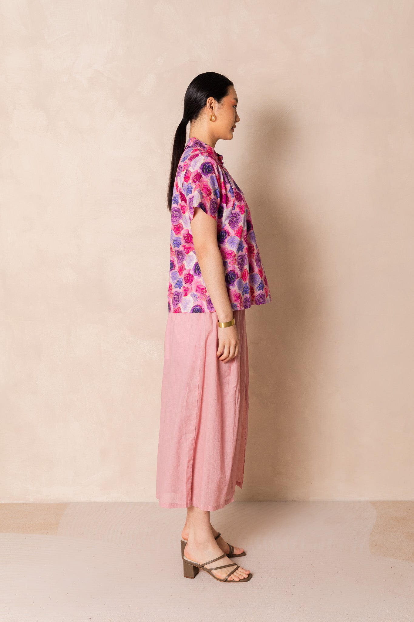 Water Colour Pink Rose Short Sleeve Cheongsam Top, available on You Living