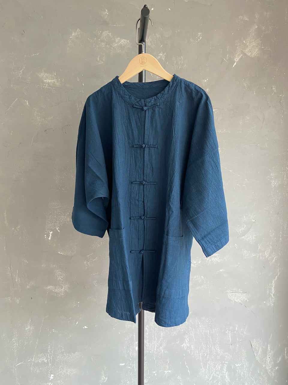 Hand-dyed Chinese Button Jacket (Navy Blue)