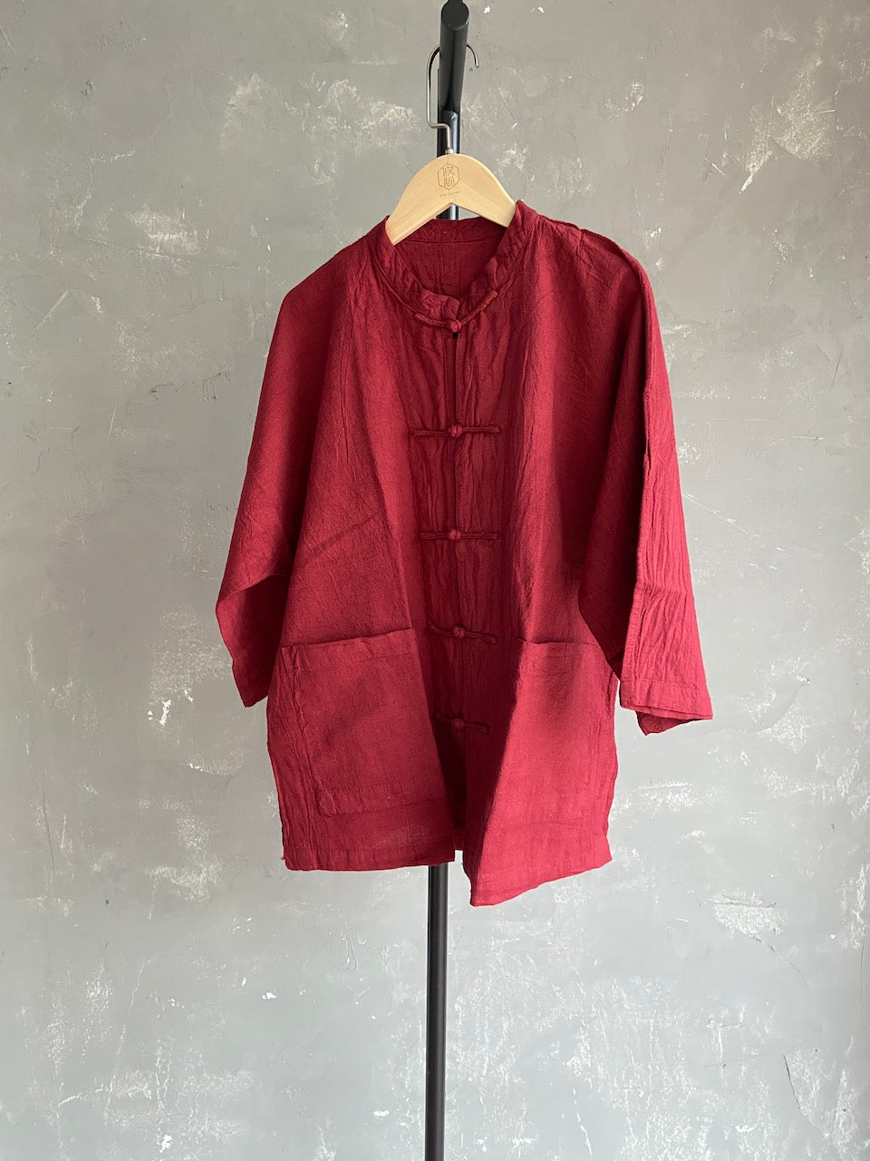 Hand-dyed Chinese Button Jacket (Tibetan Red)